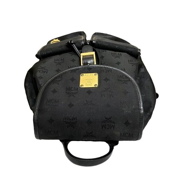 MCM Nylon Leather Backpack Black 💼 Y0130 - Picture 9 of 16